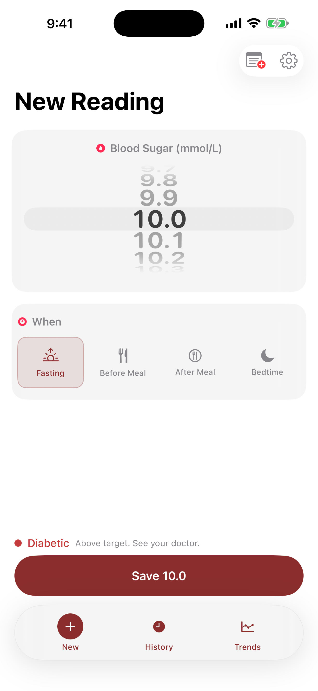 Log blood sugar in 10 seconds